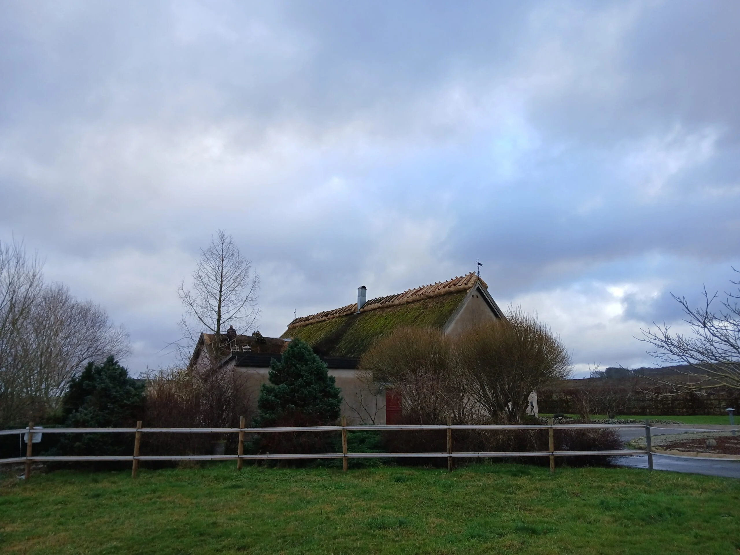 Traditionellt vasstak på gård i Skåne